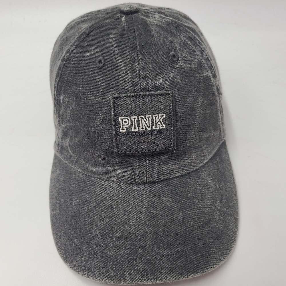 Women Victorias Secret Pink Hat Strapback (Fits Small) Gray Acid Wash Casual